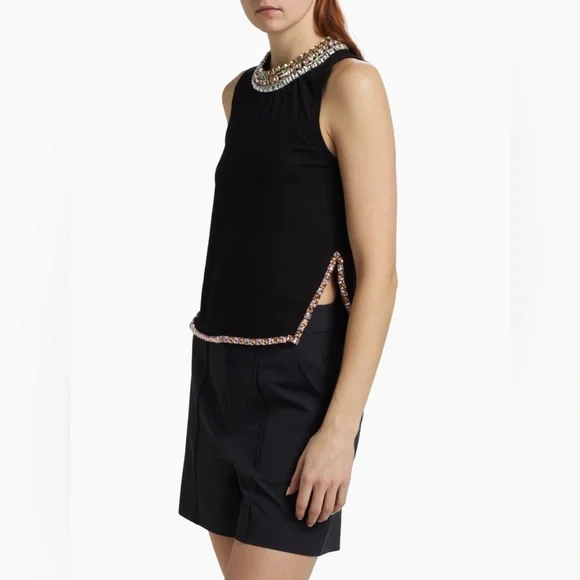 Cinq a Sept Black Embellished Tank Top - Picture 2 of 11